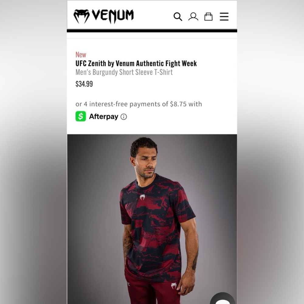 UFC Men's Burgundy and Black Camo Short Sleeve Tee